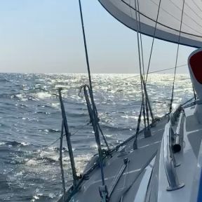 Last June we did it. We crossed the Baltic Sea. 🎉 This was till that point our longest passage with 86 nautical miles from Gotland to Ventspils. A passage we were excited but also very nervous and a little anxious about. In the end, it turned out to be one of the most beautiful ones of our entire sailing journey. 🫶 We couldn’t have wished for better conditions, with beam-reach winds and a clear blue sky the entire way. ⛵️ Quite happy and a little proud, that we reached a new time zone under sail, we arrived in Ventspils.  #sailing #letsexplore #tridentmarine #warrior40 #sailinginstagram #letsgo #balticsea #sailboat #sailboatlife #sailorslife #sailinglife #boatlife #floatinghome #liveaboards #slowtravel #travelbyboat